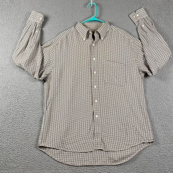 Johnston & Murphy Button Down Shirt Men's Large Brown Houndstooth Preppy Office - Picture 5 of 11